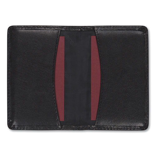 Regal Leather Business Card Wallet, 25 Card Capacity, 2 X 3 1-2 Cards, Black