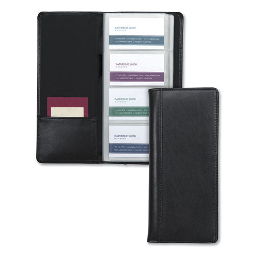 Regal Leather Business Card File, 96 Card Capacity, 2 X 3 1-2 Cards, Black