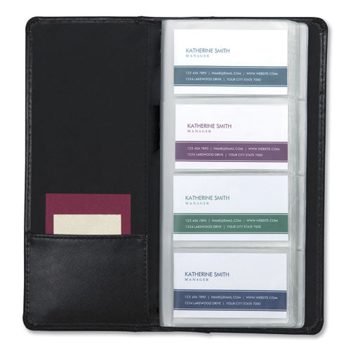 Regal Leather Business Card File, 96 Card Capacity, 2 X 3 1-2 Cards, Black