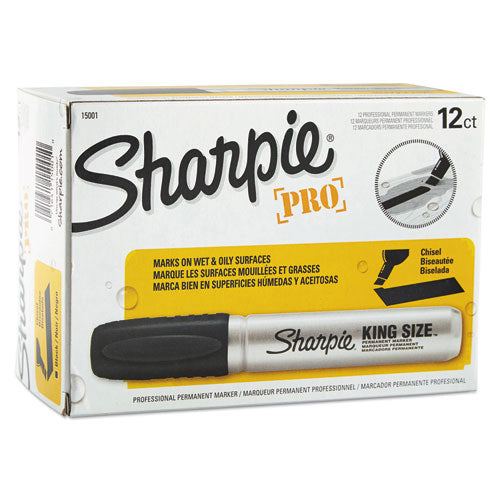 King Size Permanent Marker, Broad Chisel Tip, Black, Dozen