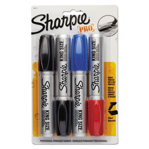 King Size Permanent Marker, Broad Chisel Tip, Blue, Dozen