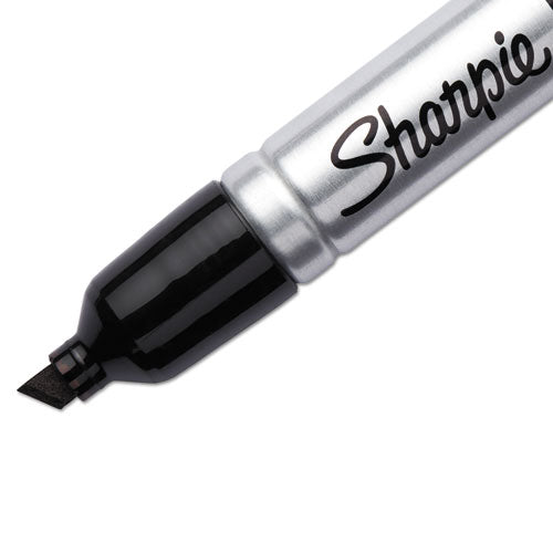 King Size Permanent Marker, Broad Chisel Tip, Black, 4-pack