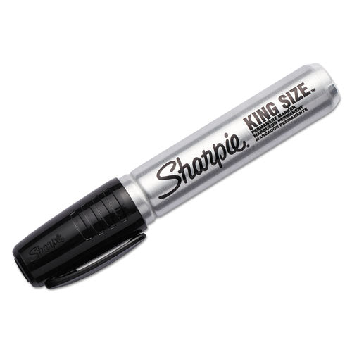 King Size Permanent Marker, Broad Chisel Tip, Black, 4-pack