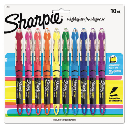Liquid Pen Style Highlighters, Chisel Tip, Fluorescent Blue, Dozen