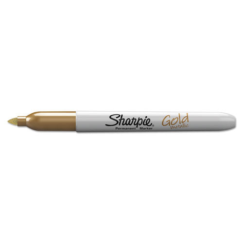 Metallic Fine Point Permanent Markers, Bullet Tip, Gold-silver-bronze, 6-pack