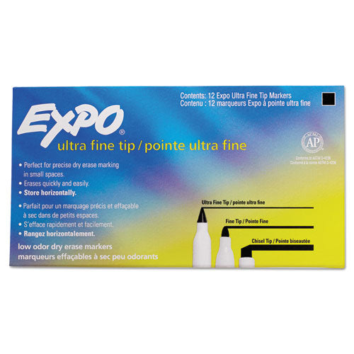 Low-odor Dry-erase Marker, Extra-fine Needle Tip, Black, Dozen
