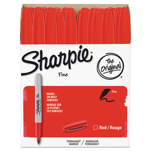 Fine Tip Permanent Marker, Red, 36-pack