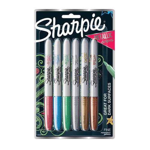 Metallic Fine Point Permanent Markers, Bullet Tip, Red, Dozen