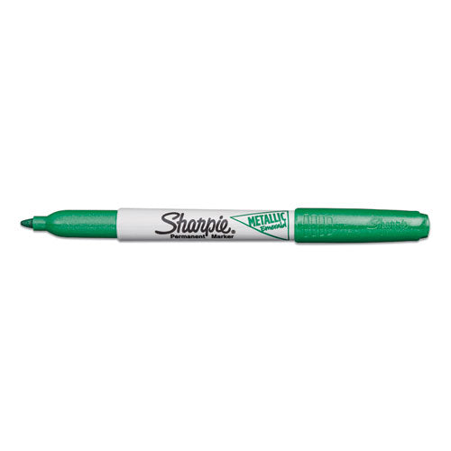 Metallic Fine Point Permanent Markers, Bullet Tip, Green, Dozen