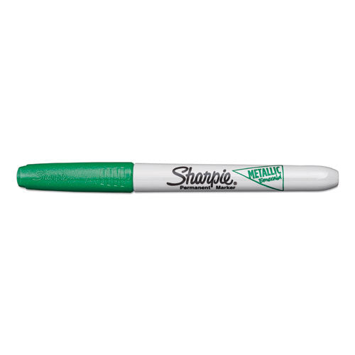 Metallic Fine Point Permanent Markers, Bullet Tip, Green, Dozen