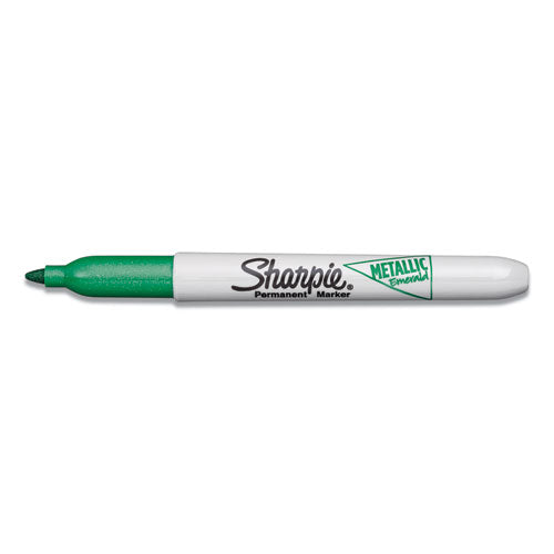 Metallic Fine Point Permanent Markers, Bullet Tip, Green, Dozen