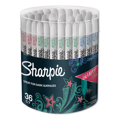 Metallic Fine Point Permanent Markers, Bullet Tip, Assorted, 36-pack