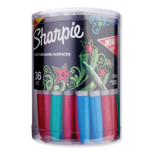Metallic Fine Point Permanent Markers, Bullet Tip, Assorted, 36-pack