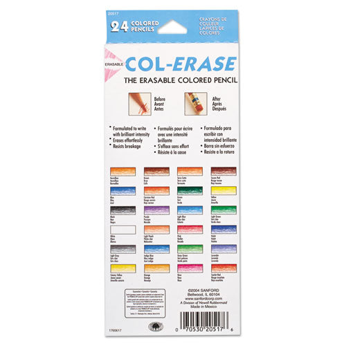 Col-erase Pencil With Eraser, 0.7 Mm, 2b (#1), Assorted Lead-barrel Colors, 24-pack
