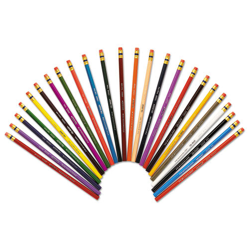 Col-erase Pencil With Eraser, 0.7 Mm, 2b (#1), Assorted Lead-barrel Colors, 24-pack