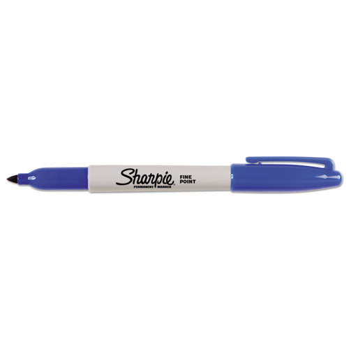 Fine Tip Permanent Marker, Blue, Dozen