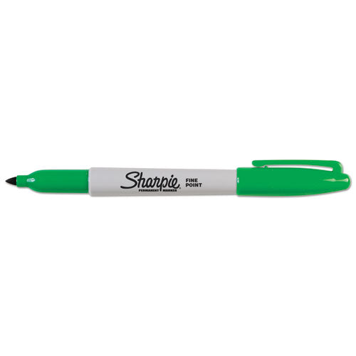 Fine Tip Permanent Marker, Green, Dozen