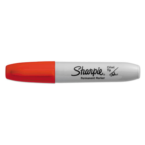 Chisel Tip Permanent Marker, Medium, Red, Dozen