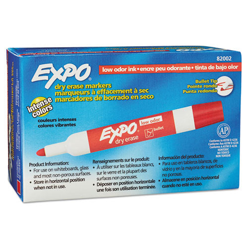 Low-odor Dry-erase Marker, Medium Bullet Tip, Red, Dozen