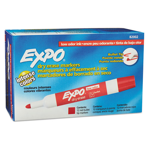 Low-odor Dry-erase Marker, Medium Bullet Tip, Red, Dozen