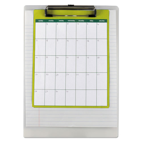 Plastic Clipboard, 1-2" Capacity, 8 1-2 X 12 Sheets, Pearl