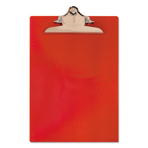 Recycled Plastic Clipboard With Ruler Edge, 1" Clip Cap, 8 1-2 X 12 Sheets, Red