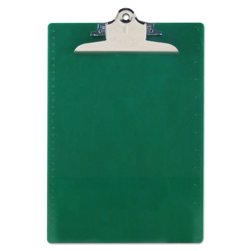 Recycled Plastic Clipboard With Ruler Edge, 1" Clip Cap, 8 1-2 X 12 Sheet, Green