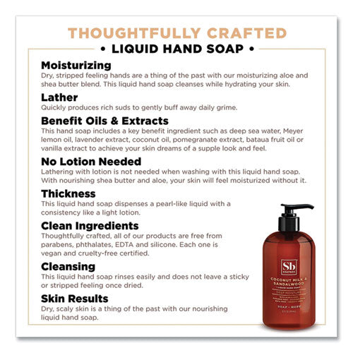 Hand Soap, Coconut Milk And Sandalwood, 12 Oz Pump Bottle, 12-carton