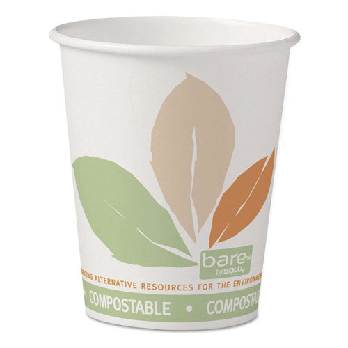 Bare By Solo Eco-forward Pla Paper Hot Cups, 10 Oz, Leaf Design, 50-pack