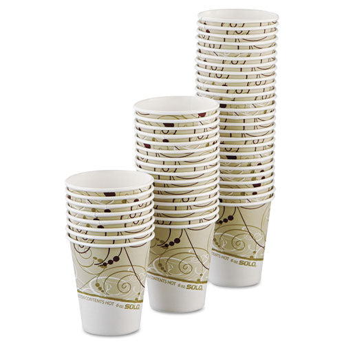 Paper Hot Cups In Symphony Design, Polylined, 6oz, Beige-white, 1000-carton