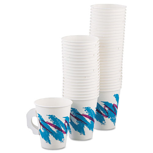 Jazz Paper Hot Cups, Handles, 8oz, Polycoated, 1000-carton