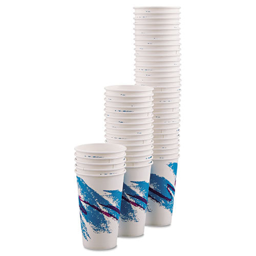 Jazz Paper Hot Cups, Handles, 8oz, Polycoated, 1000-carton
