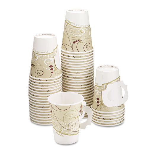 Hot Cups, W-paper Handle, Symphony Design, 8oz, Beige, 1000-carton