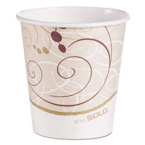 Paper Hot Cups In Symphony Design, 10 Oz, Beige-white-red, 1000-carton