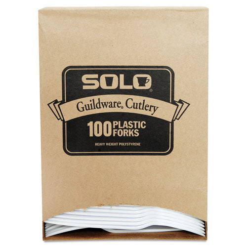 Guildware Extra Heavy Weight Plastic Forks, White, 100-box
