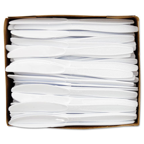 Guildware Extra Heavyweight Plastic Knives, White, 100-box