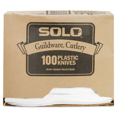 Guildware Extra Heavyweight Plastic Knives, White, 100-box