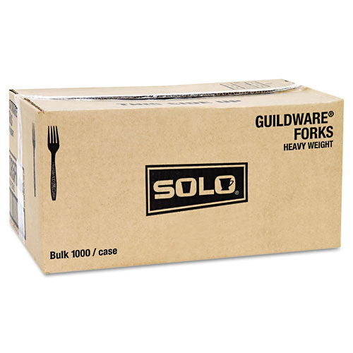Guildware Heavyweight Plastic Forks, Black, 1000-carton