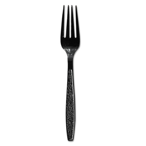 Guildware Heavyweight Plastic Forks, Black, 1000-carton