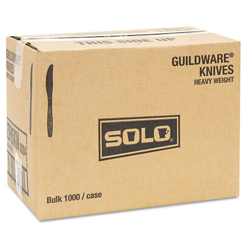 Guildware Heavyweight Plastic Knives, Black, 1000-carton