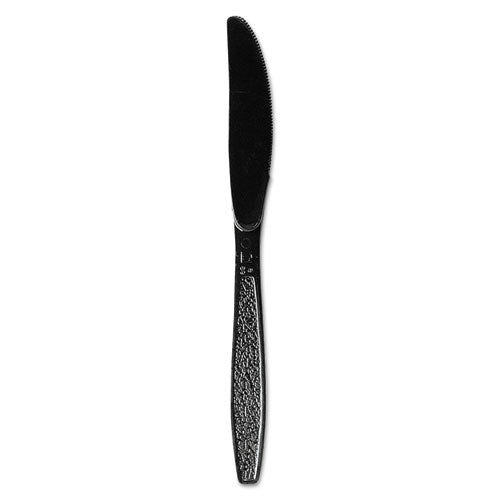 Guildware Heavyweight Plastic Knives, Black, 1000-carton