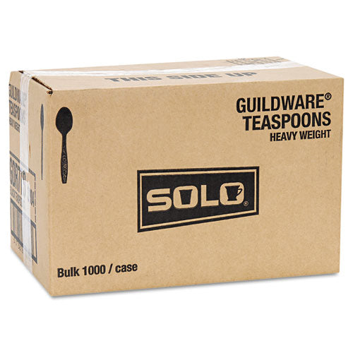 Guildware Heavyweight Plastic Teaspoons, Black, 1000-carton