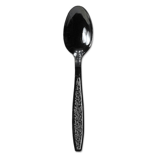 Guildware Heavyweight Plastic Teaspoons, Black, 1000-carton