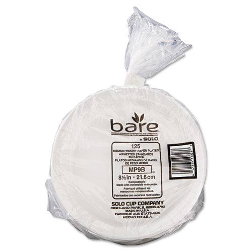 Bare Eco-forward Clay-coated Paper Dinnerware, Plate, 8 1-2" Dia, 500-carton