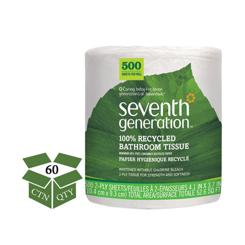 100% Recycled Bathroom Tissue, Septic Safe, 2-ply, White, 500 Sheets-jumbo Roll, 60-carton