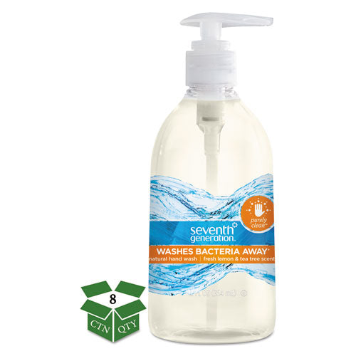 Natural Hand Wash, Purely Clean, Fresh Lemon & Tea Tree, 12 Oz Pump Bottle, 8-ct