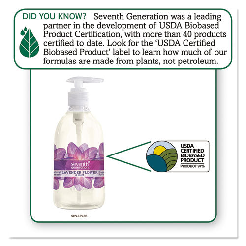 Natural Hand Wash, Lavender Flower & Mint, 12oz Pump Bottle, 8-carton
