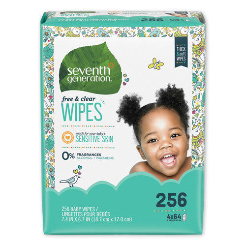 Free & Clear Baby Wipes, Refill, Unscented, White, 256-pk, 3 Pk-ct