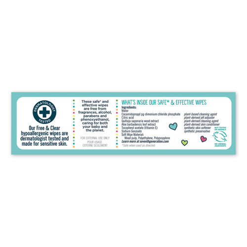 Free & Clear Baby Wipes, Refill, Unscented, White, 256-pack