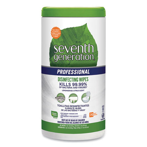 Disinfecting Multi-surface Wipes, 8 X 7, Lemongrass Citrus, 70-canister